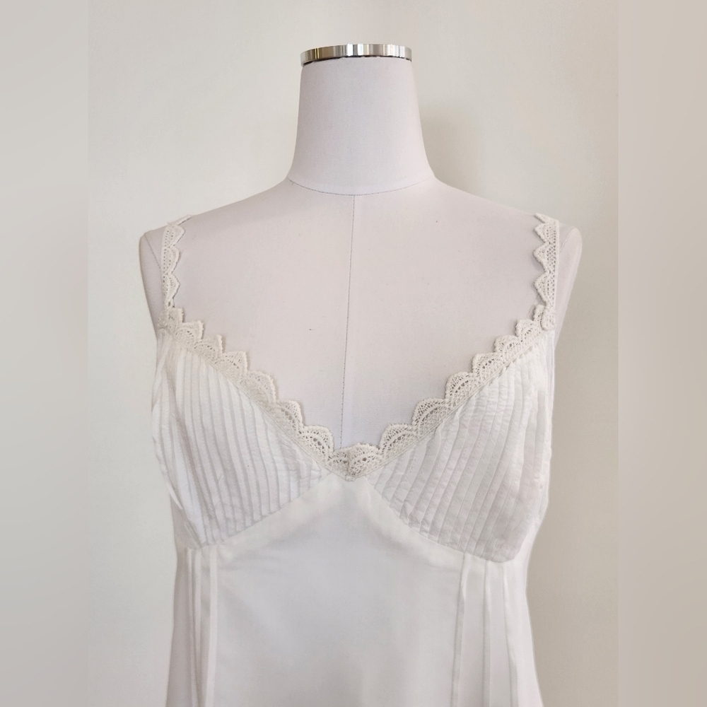 NWT! || TOPSHOP || slip dress lace trim pintucks mini white sz 12 - Picture 5 of 10